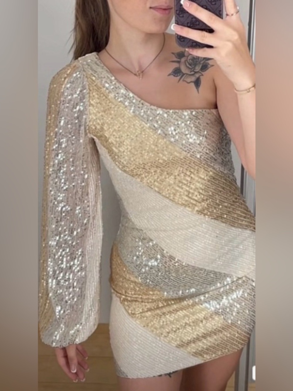 Elegant One-Shoulder Sequin Dress